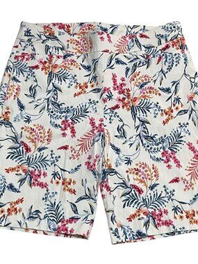 Chicos Sz 2 (US 12) Brigitte 9" Shorts Sea Life Print Pull On Stretch Vacation